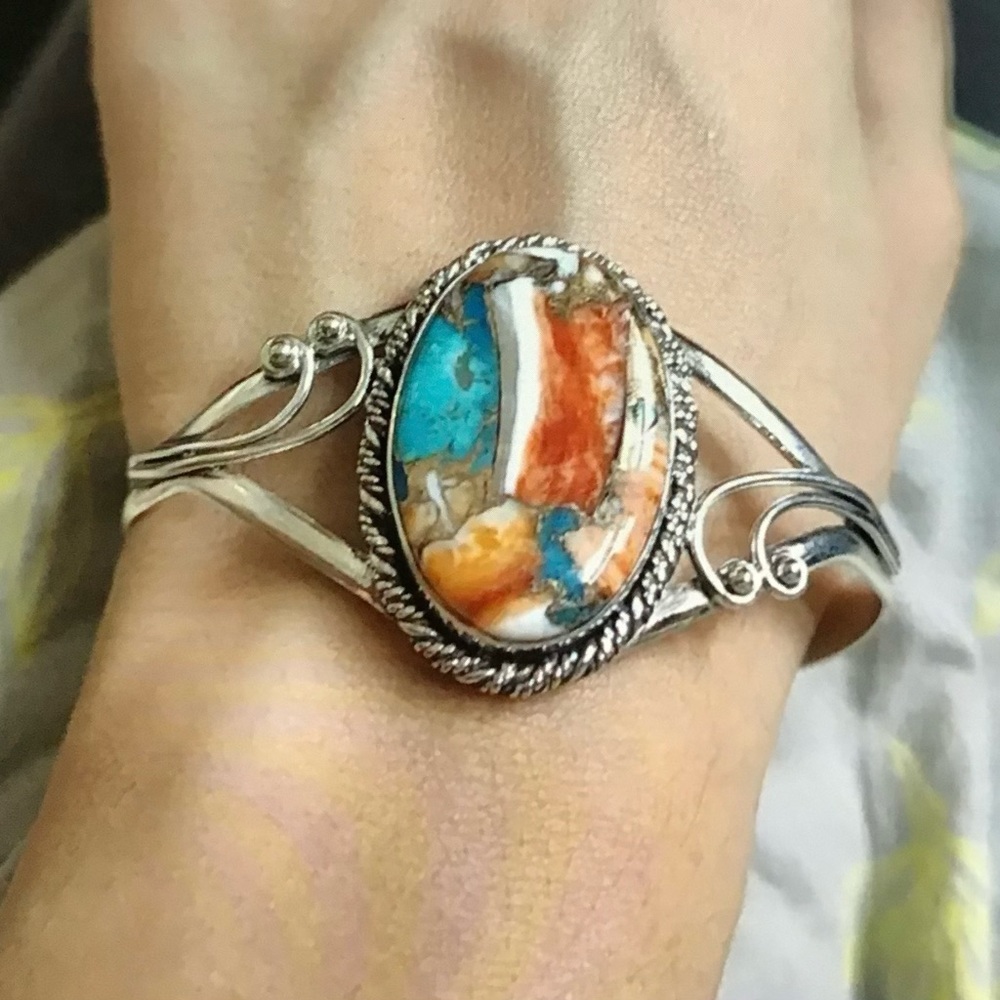 Silver and Multicolor Stone Bracelet